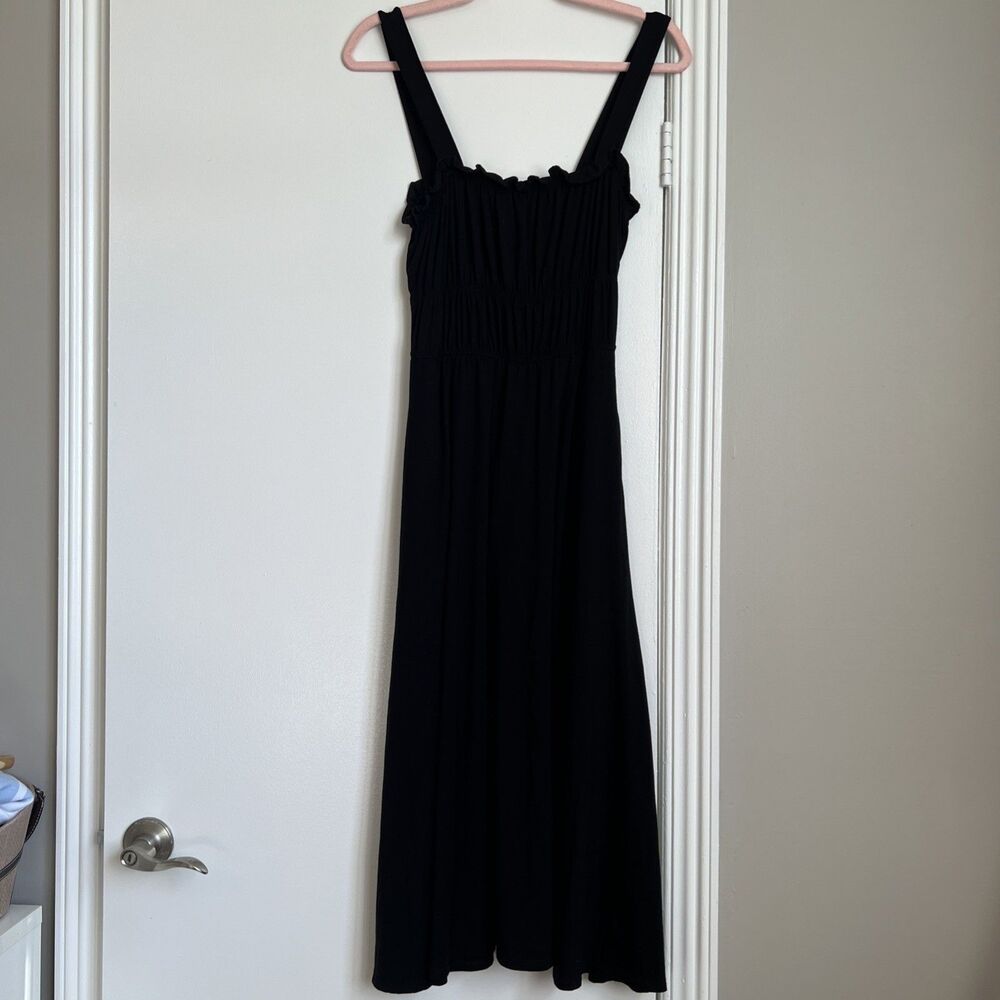 REFORMATION Jeans Size XS-S Black Ruffle Strap Cinched Stretch Dress